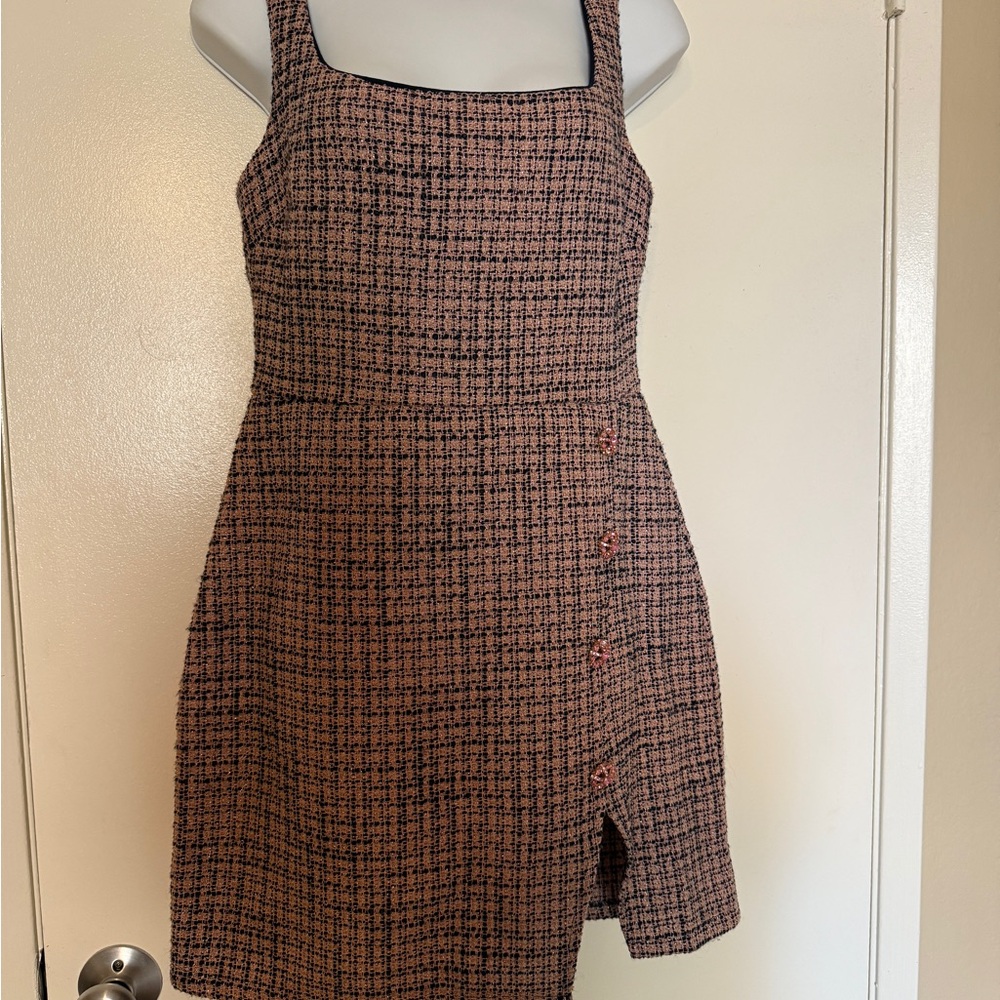 City Studio Pink and Black Checkered Mini Dress